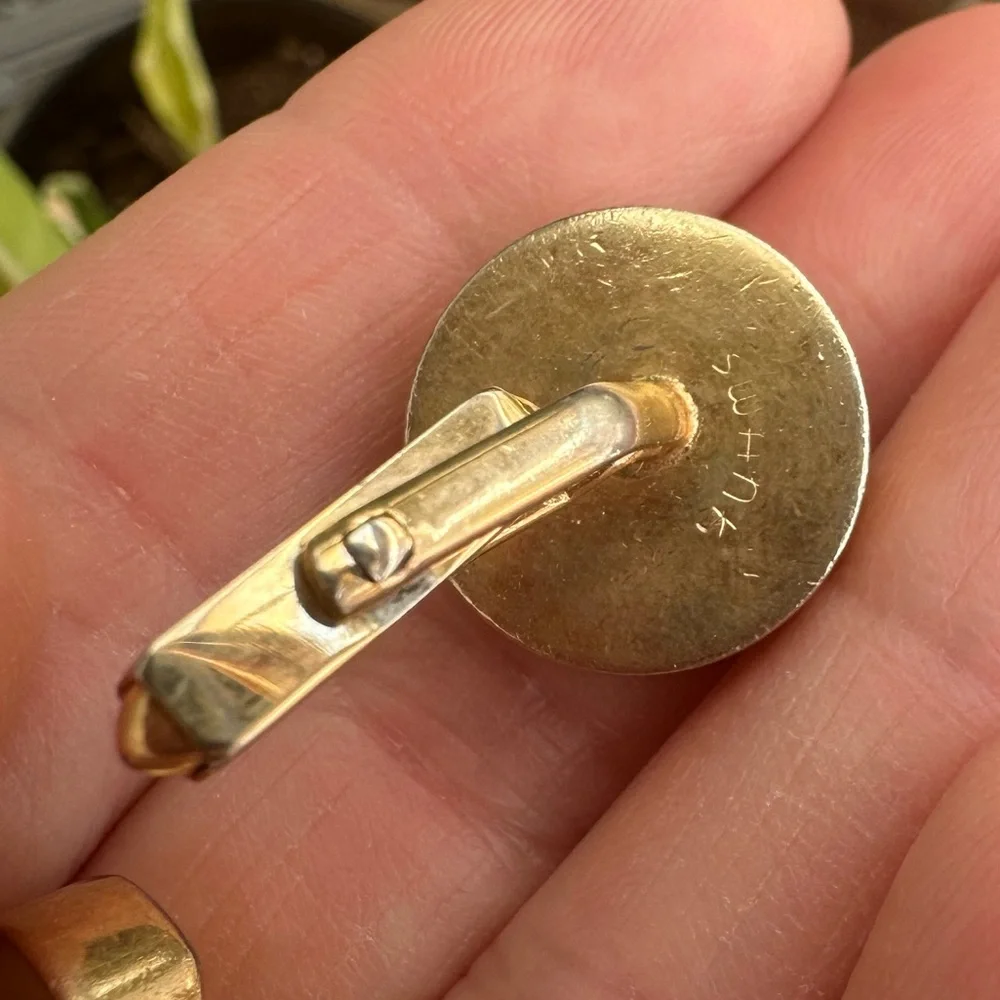 SWANK Gold-tone Round Mid-Century Modern Cufflinks